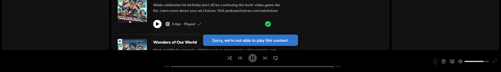 Spotify is not able to play this content