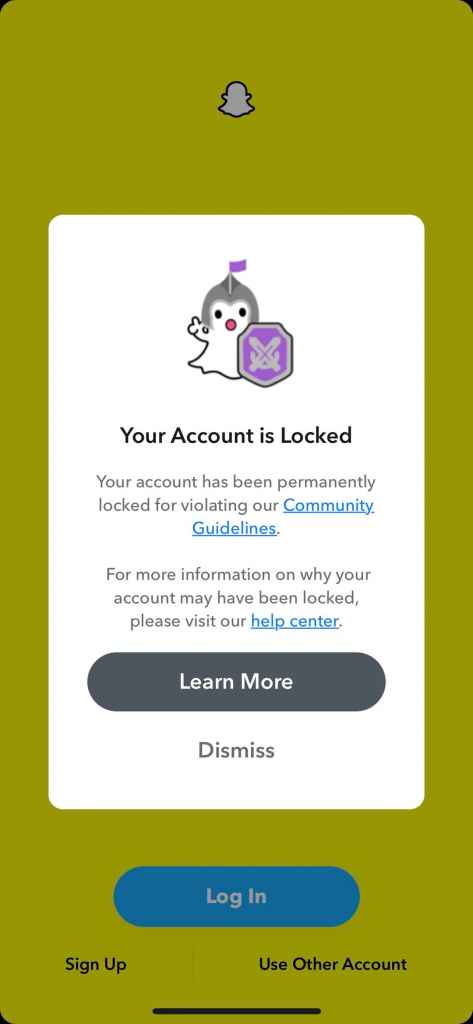 Your account is locked Snapchat