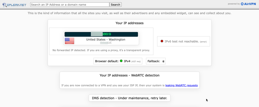 IPleak.net: A Simple IP Leak Checker