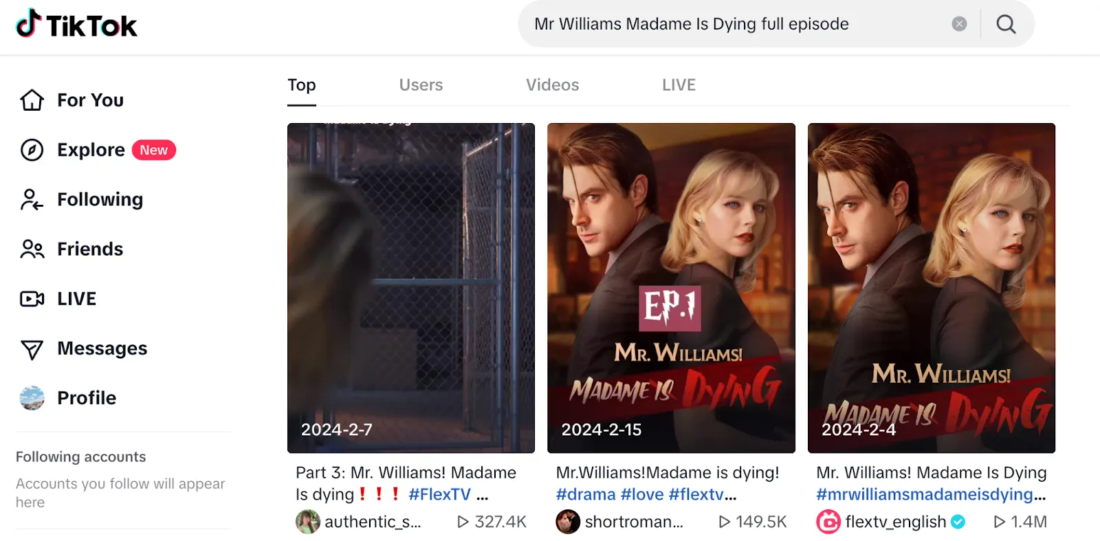 watch Mr Williams Madame Is Dying on TikTok