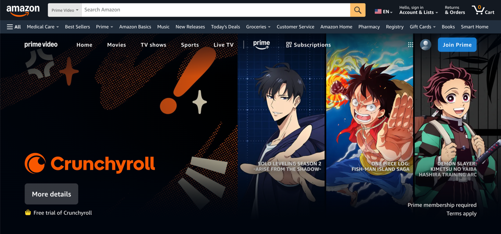 Crunchyroll on Amazon Prime