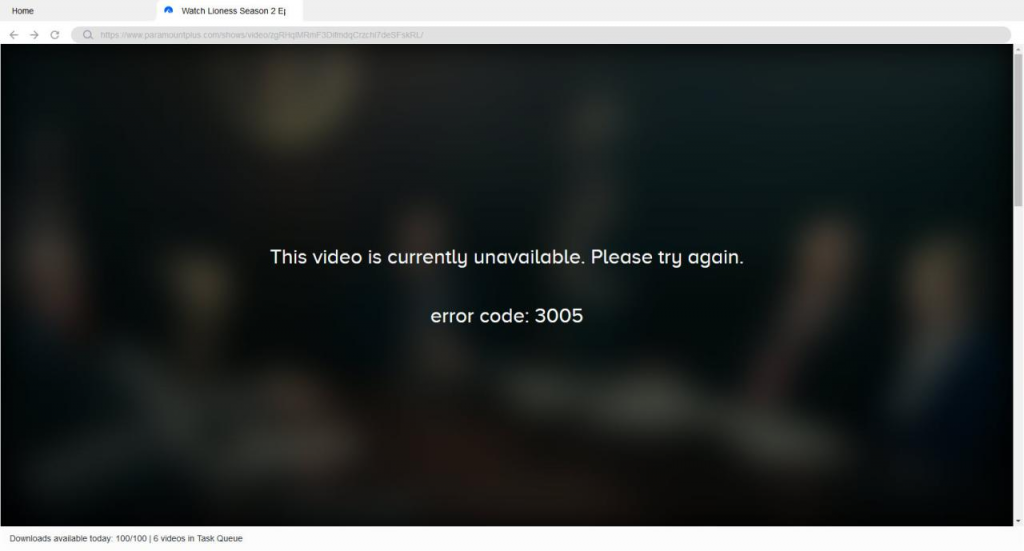 Paramount Plus Error Code 3005