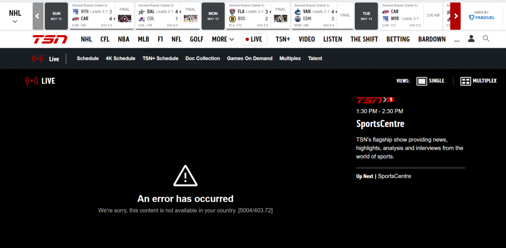 Watch TSN in USA Not Available 