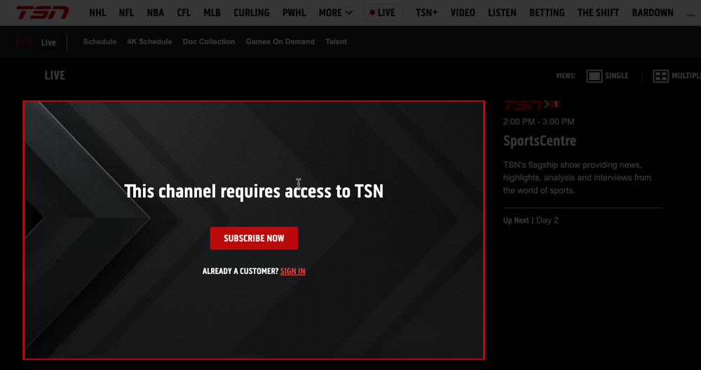 TSN channel subscription