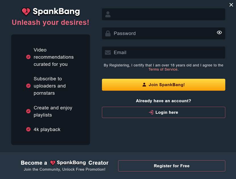 register a SpankBang account